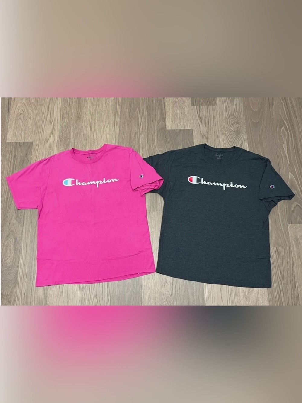 XL Mens CHAMPION Authentic Athleticwear Tee Shirt Top Lot of 2 Pink Gray Active